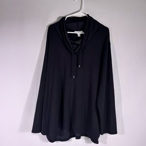 NWT Magaschoni Woman Black Cowl Neck Tunic Top Soft Stretch Size 2XL
